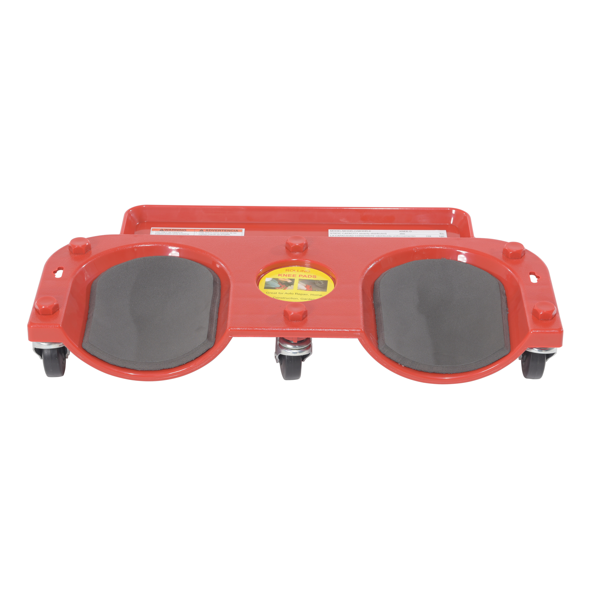 Vestil Plastic Rolling Knee Dolly - 10in. x 20.25in., 350-Lb. Capacity, Built-In Tool Tray, Model# KNEE-D